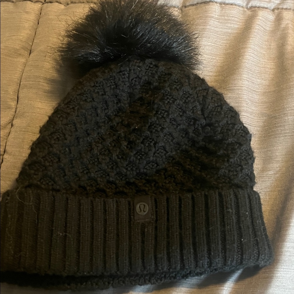 lululemon athletica Charcoal Knit Beanie with Pom-Pom